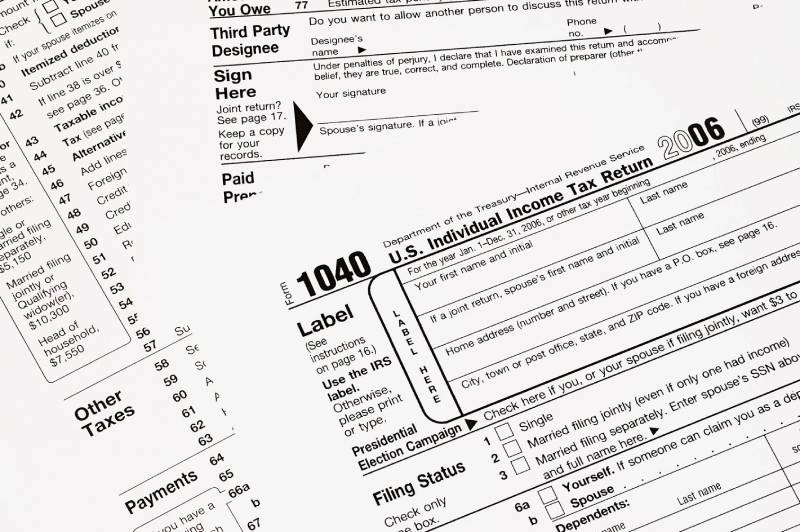 A close up of the irs form 1 0 4 0